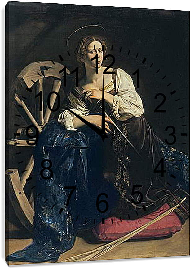 Часы картина - Santa Catalina de Alejandria. Микеланджело Караваджо
