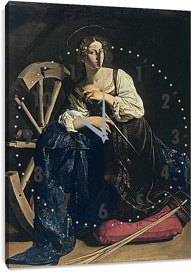 Часы картина - Santa Catalina de Alejandria. Микеланджело Караваджо
