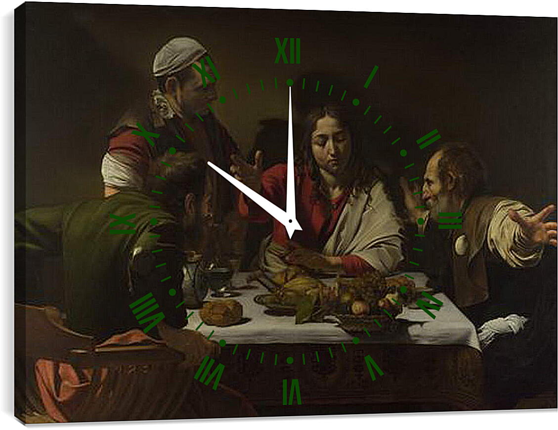Часы картина - The Supper at Emmaus. Микеланджело Караваджо
