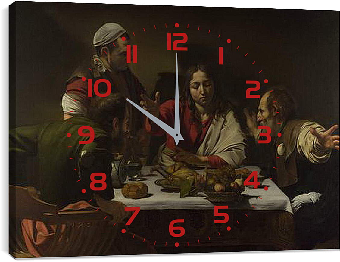 Часы картина - The Supper at Emmaus. Микеланджело Караваджо
