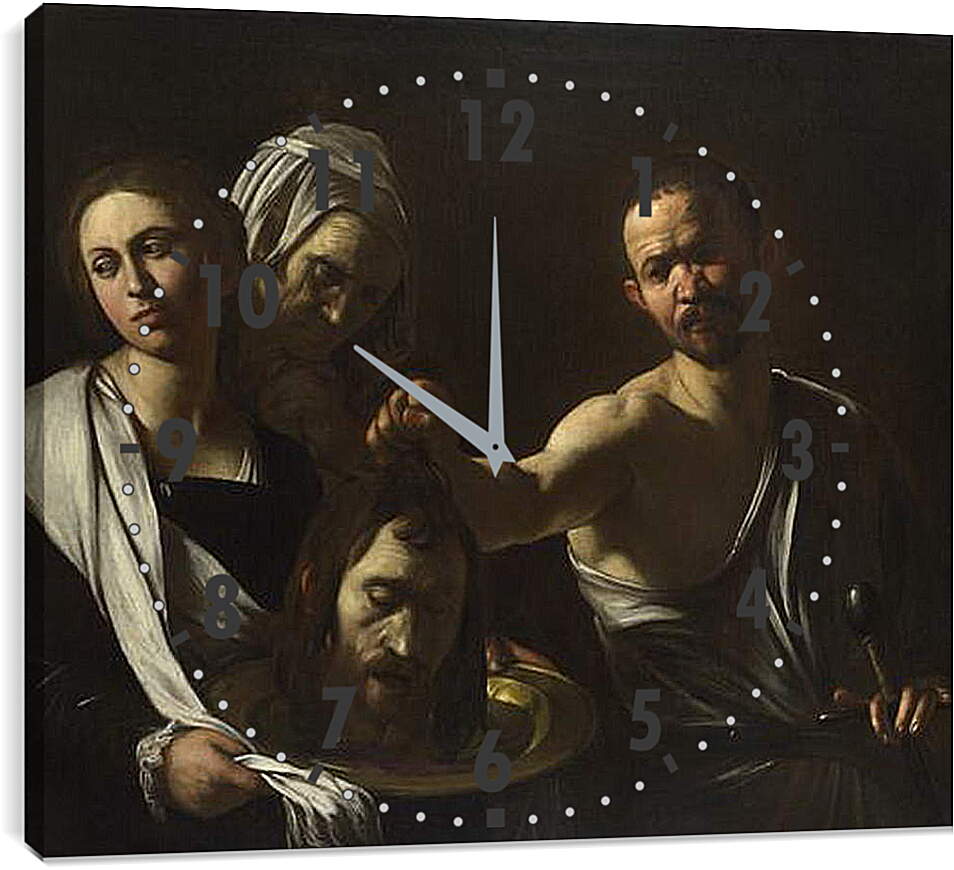 Часы картина - Саломея с головой Иоанна Крестителя. Микеланджело Караваджо