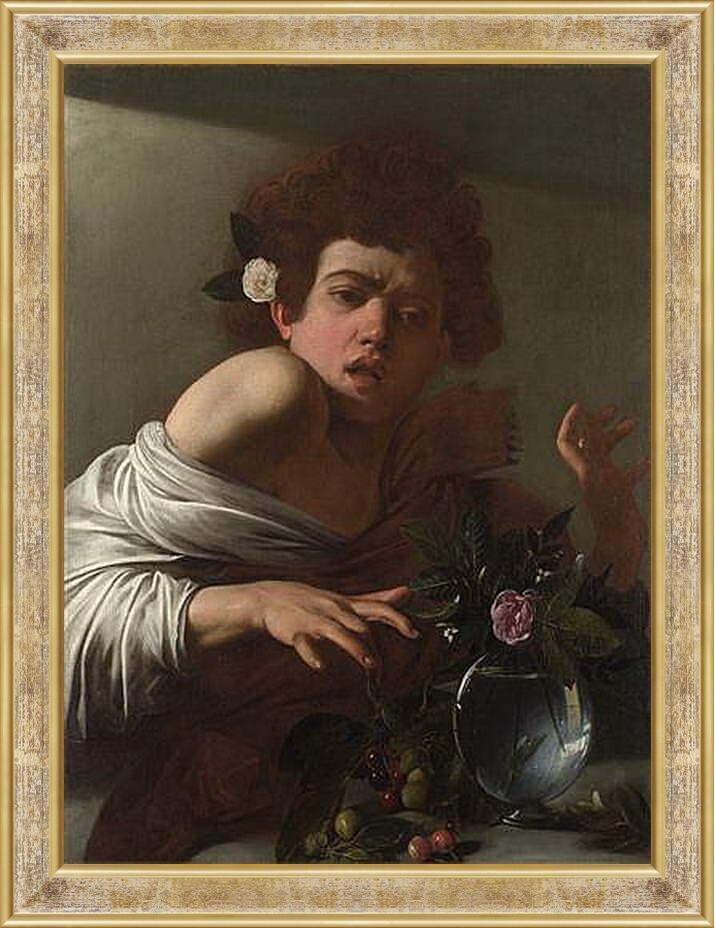 Картина в раме - Boy bitten by a Lizard. Микеланджело Караваджо