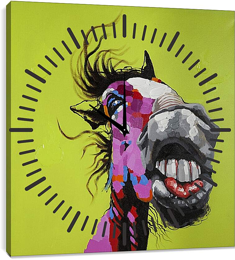 Часы картина - Лошадь. Поп-арт