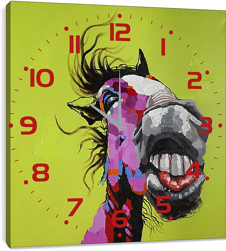 Часы картина - Лошадь. Поп-арт