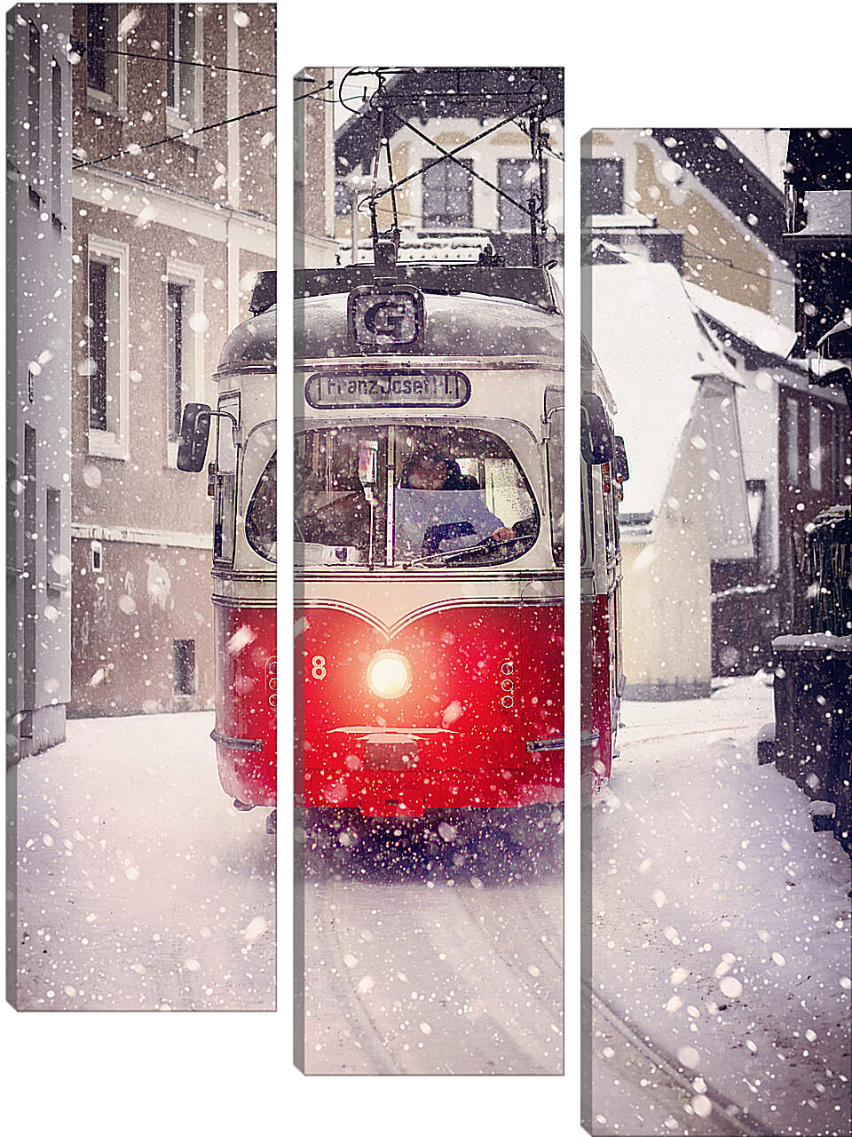 Модульная картина - Зимний трамвай