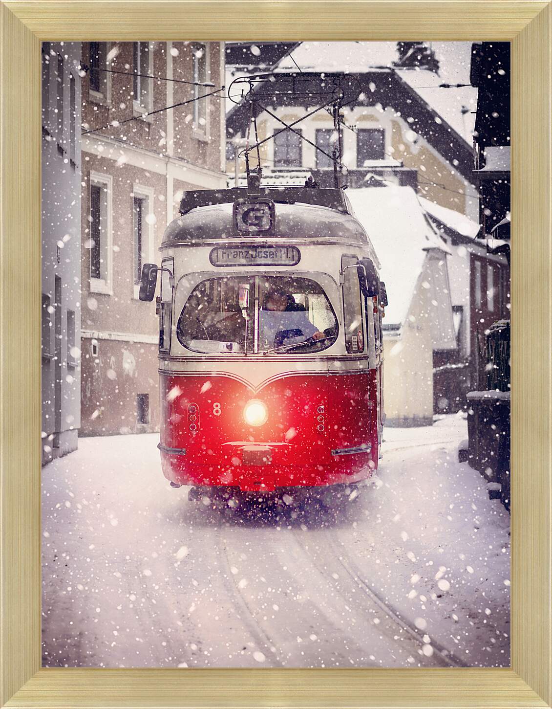 Картина в раме - Зимний трамвай