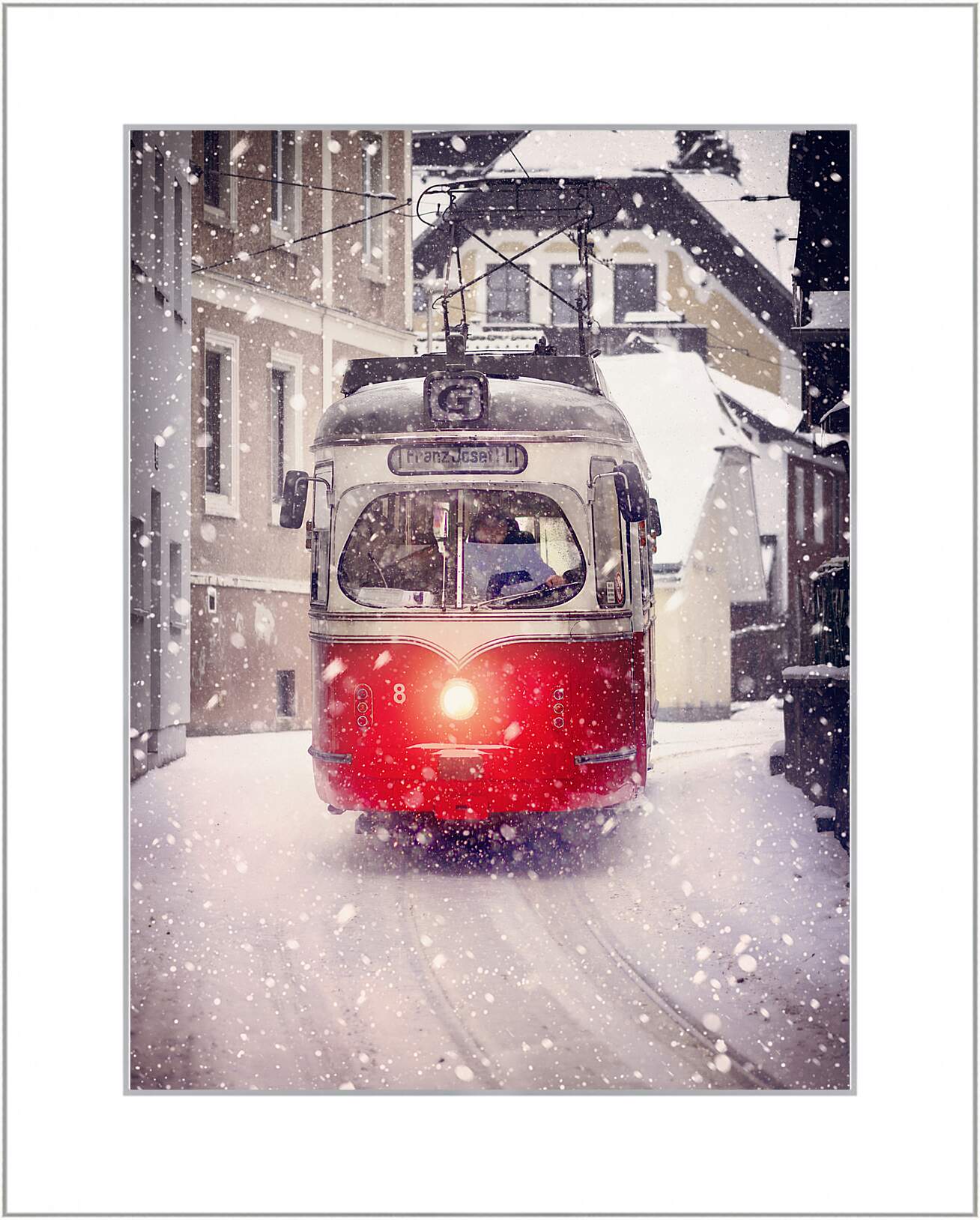 Картина в раме - Зимний трамвай