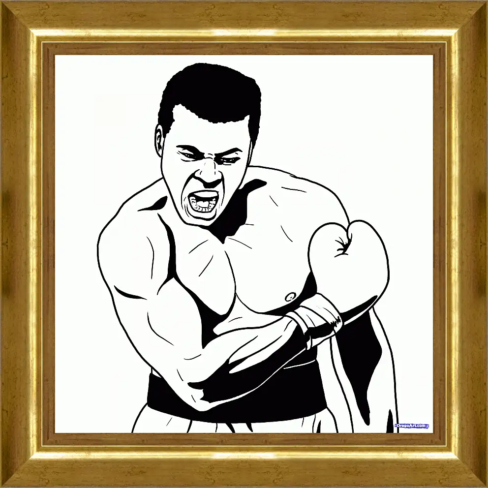 Картина в раме - Рисунок. Мухаммед Али. Muhammad Ali