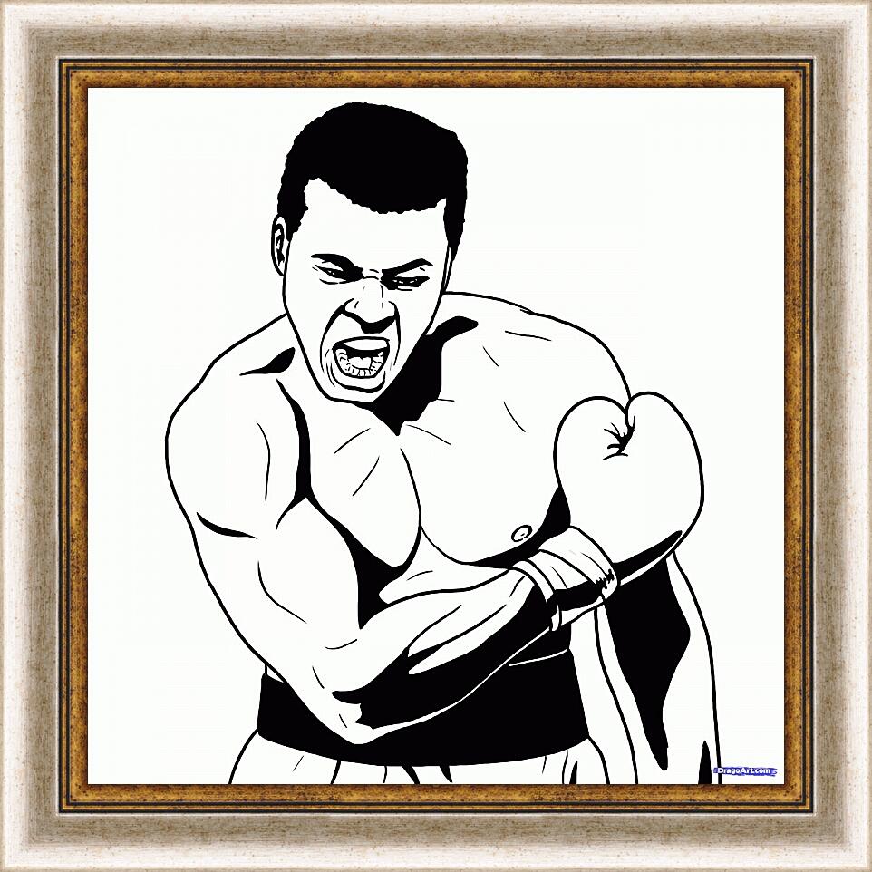 Картина в раме - Рисунок. Мухаммед Али. Muhammad Ali