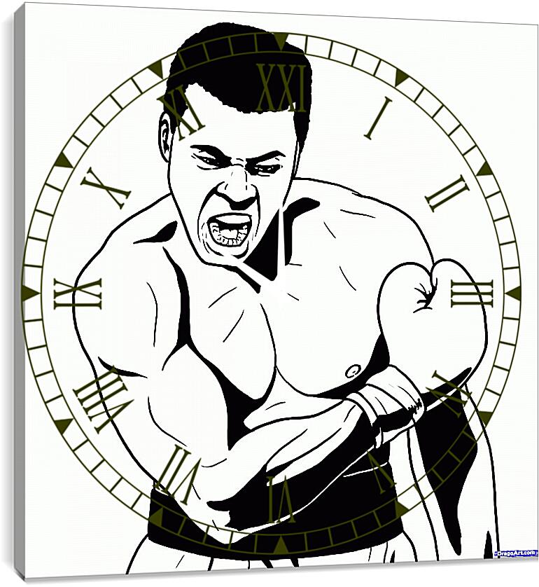 Часы картина - Рисунок. Мухаммед Али. Muhammad Ali