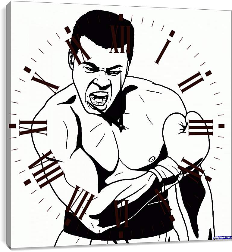 Часы картина - Рисунок. Мухаммед Али. Muhammad Ali