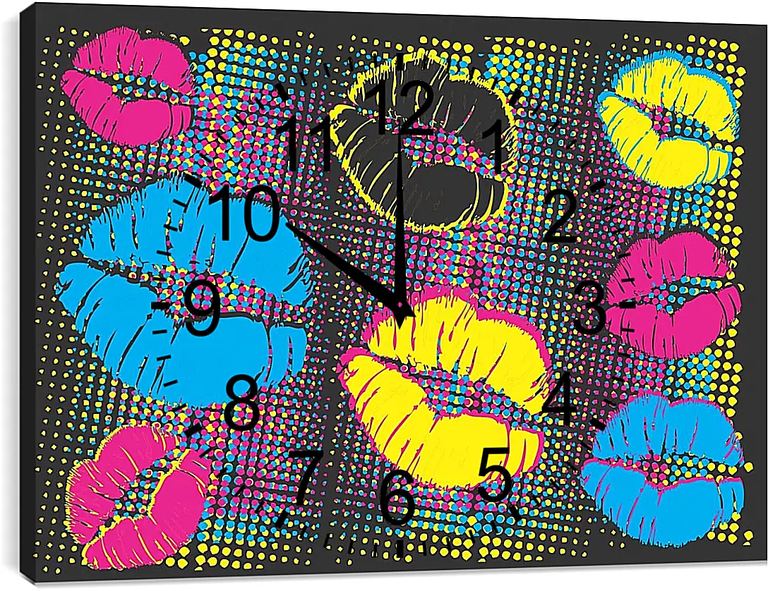Часы картина - Губы. Поп-арт