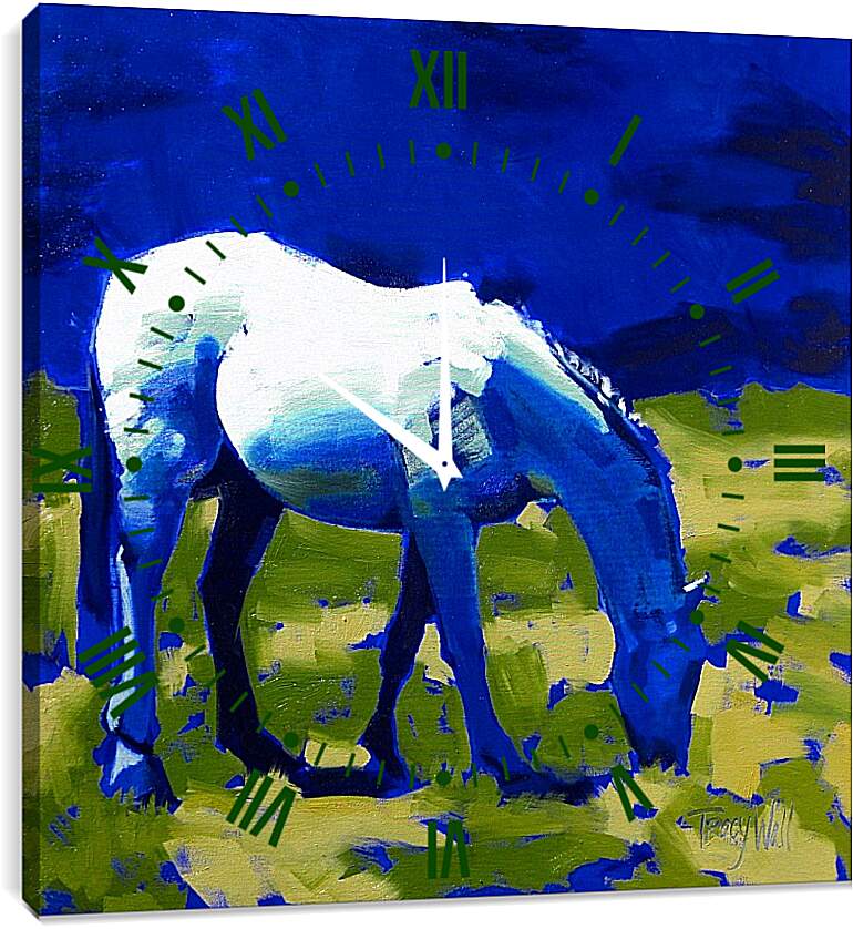 Часы картина - Синяя лошадь