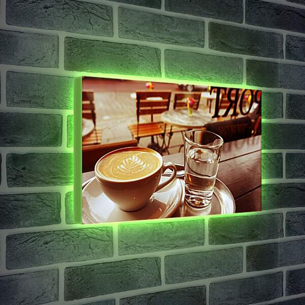 Лайтбокс световая панель - Чашка капучино. Кафе