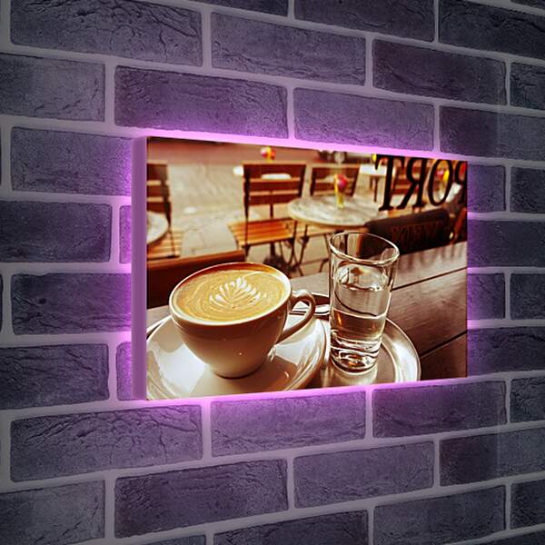 Лайтбокс световая панель - Чашка капучино. Кафе