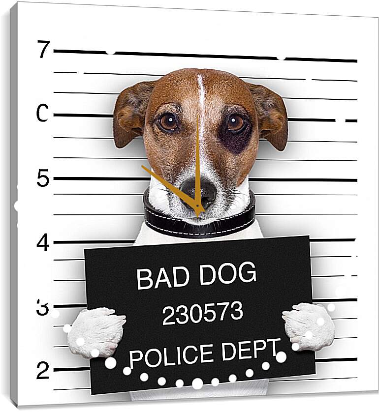 Часы картина - Собака в полицейском участке