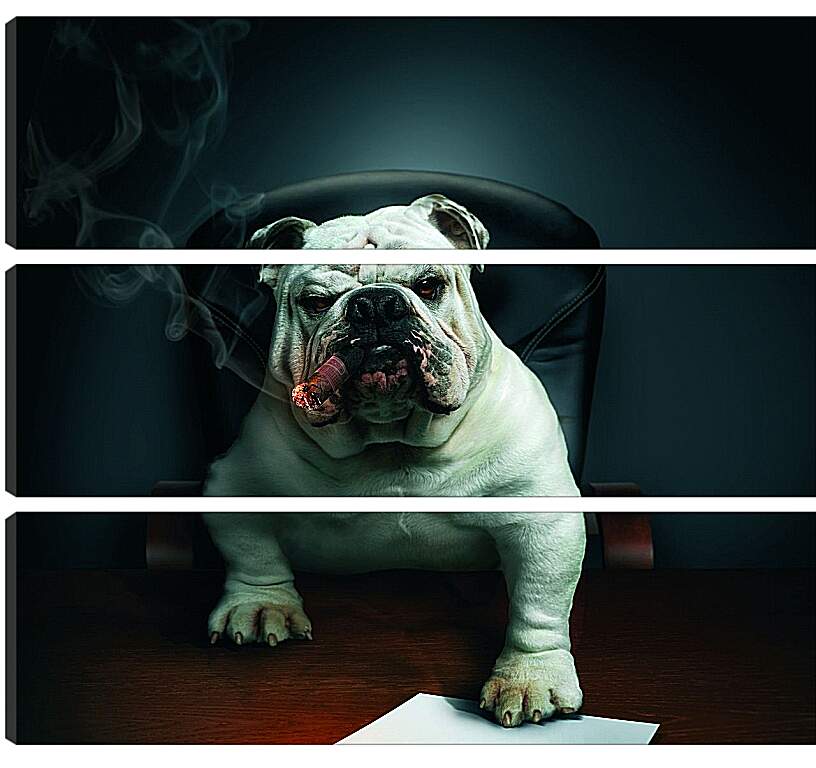 Модульная картина - Собака босс в кабинете