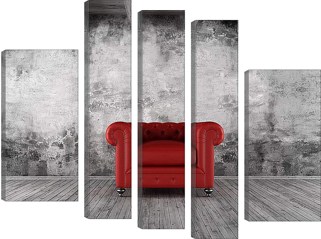 Модульная картина - Кресло в пустой комнате
