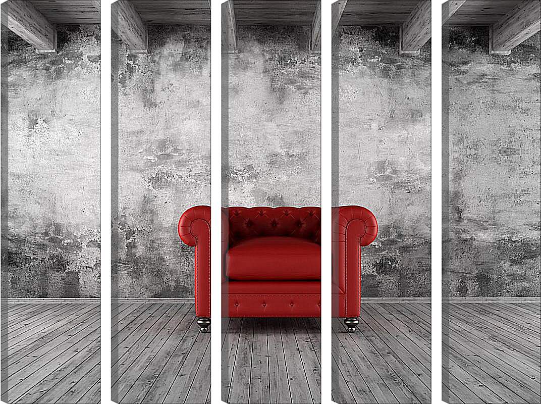 Модульная картина - Кресло в пустой комнате