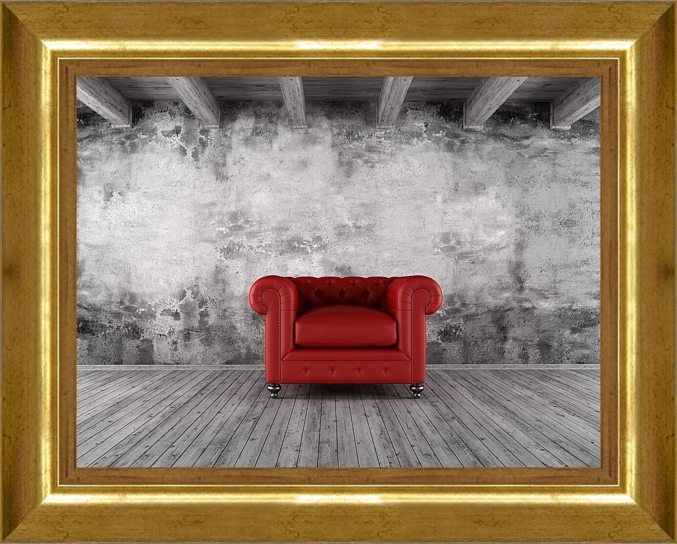 Картина в раме - Кресло в пустой комнате