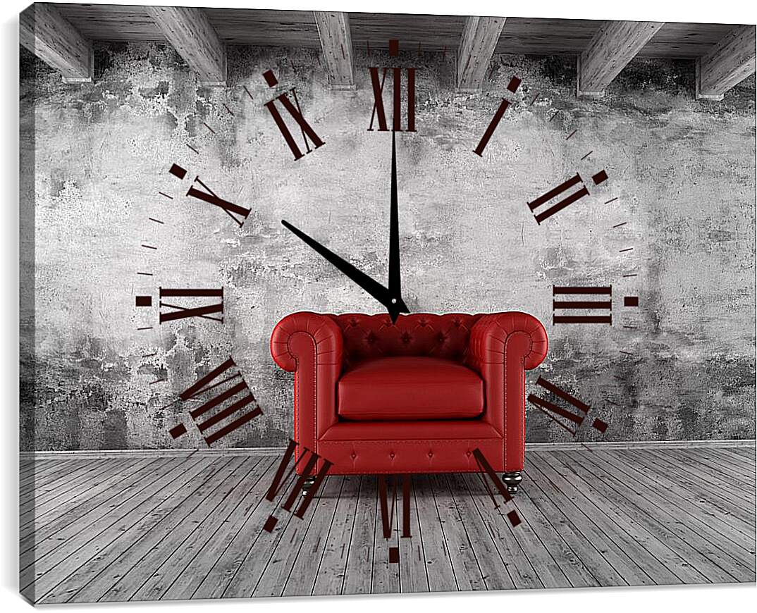 Часы картина - Кресло в пустой комнате