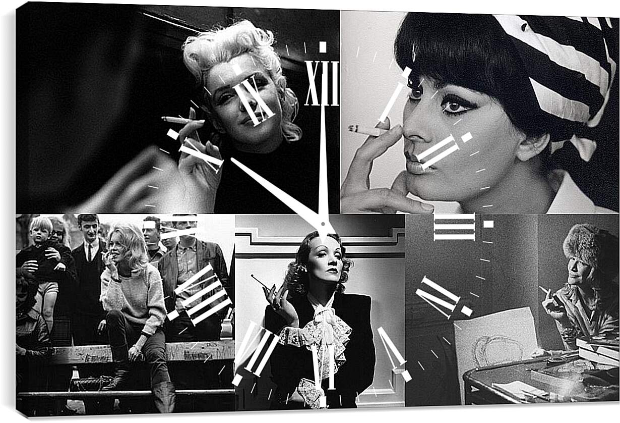 Часы картина - Девушки с сигаретами