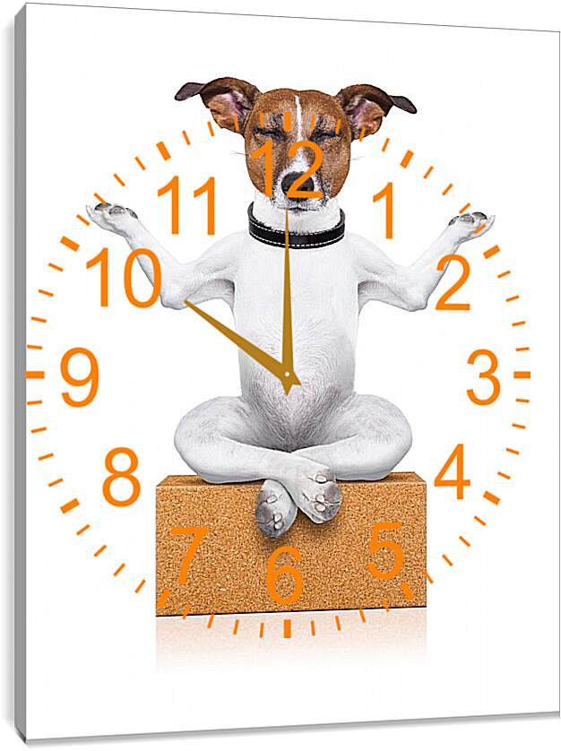 Часы картина - Собака медитирует