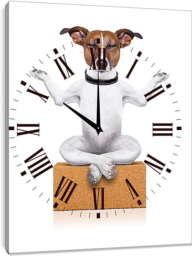 Часы картина - Собака медитирует