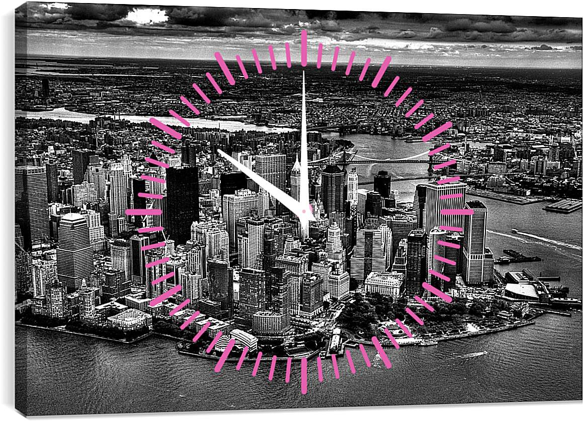 Часы картина - Нью-Йорк. Черно-белое фото.