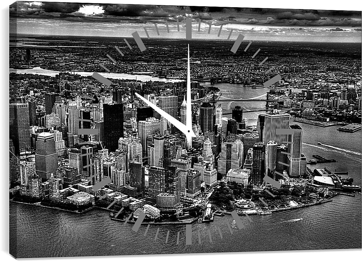 Часы картина - Нью-Йорк. Черно-белое фото.