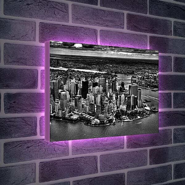 Лайтбокс световая панель - Нью-Йорк. Черно-белое фото.