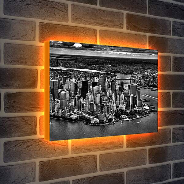 Лайтбокс световая панель - Нью-Йорк. Черно-белое фото.