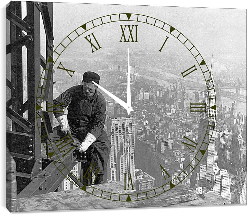 Часы картина - Рабочий на балке, Строительство Эмпайр стейт билдинг