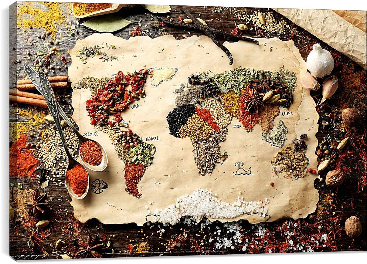 Постер и плакат - Кулинарная карта мира
