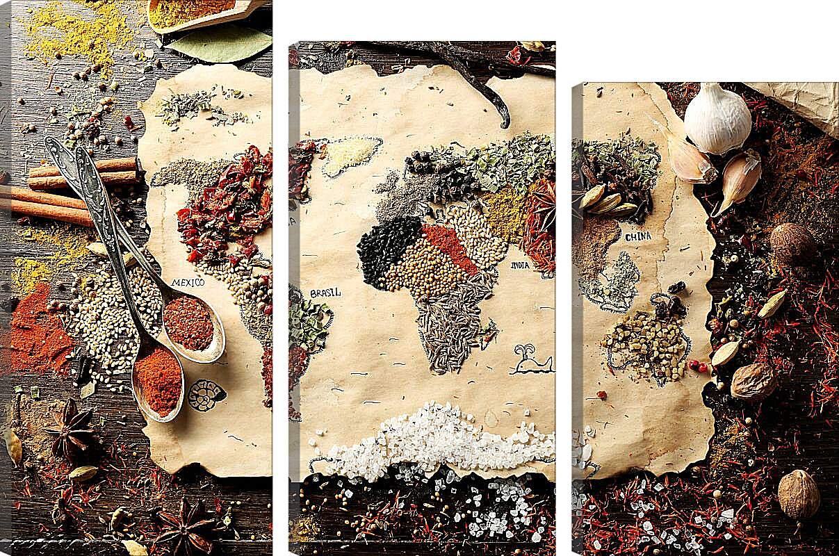 Модульная картина - Кулинарная карта мира