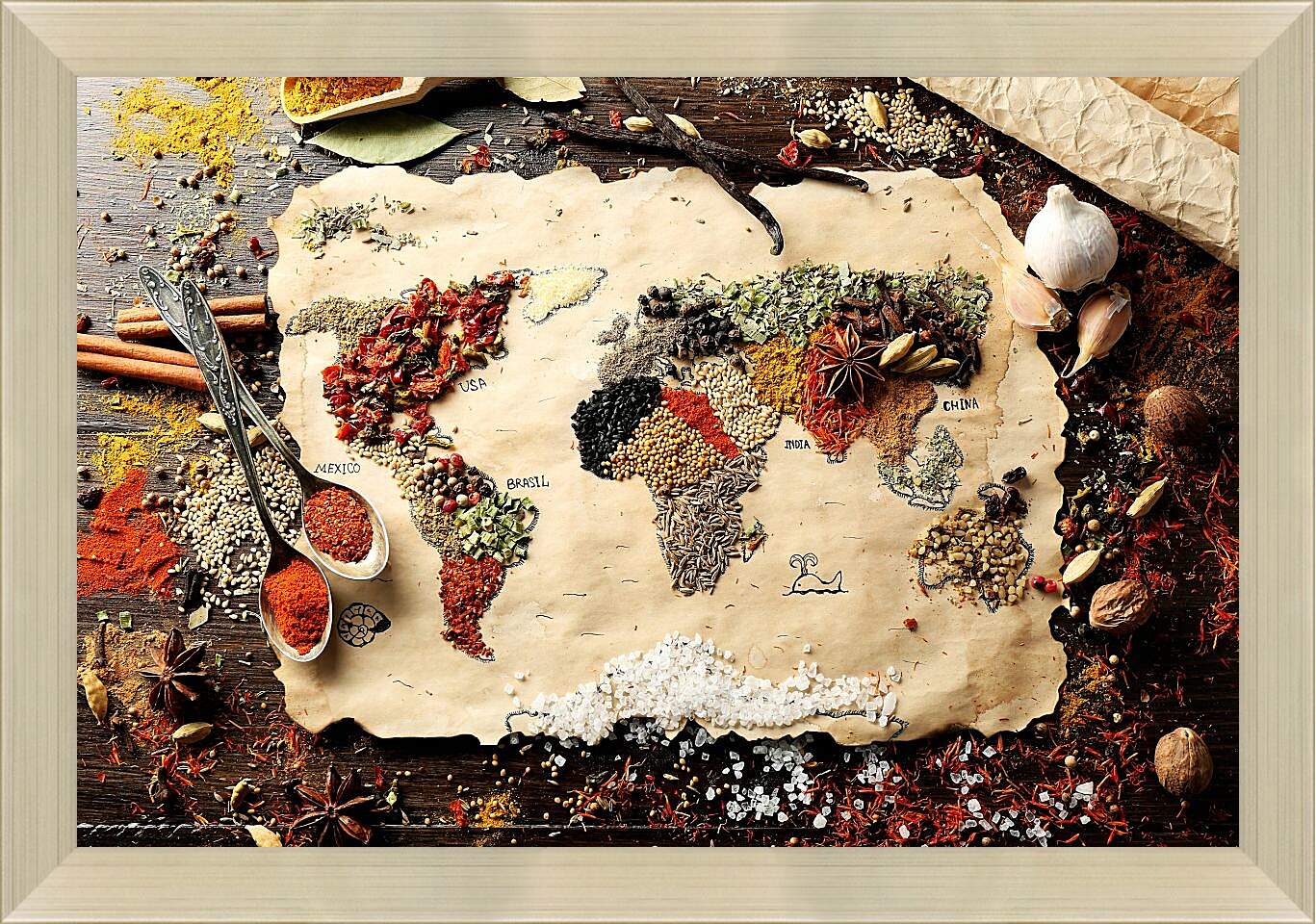 Картина в раме - Кулинарная карта мира