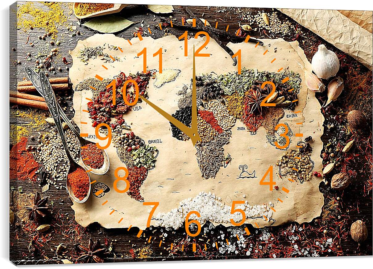 Часы картина - Кулинарная карта мира