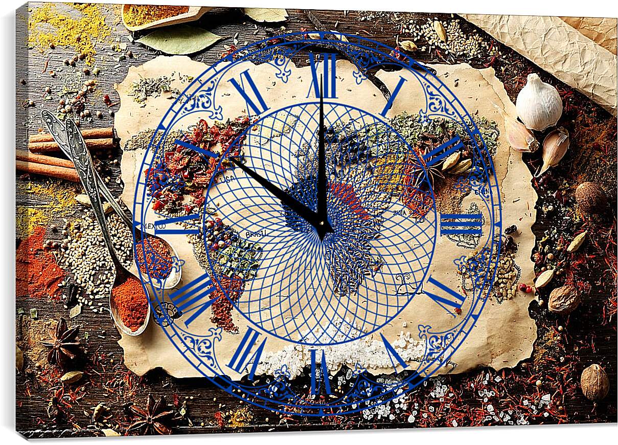 Часы картина - Кулинарная карта мира