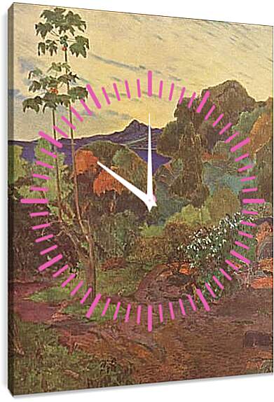 Часы картина - Vegetation tropicale, Martinique. Поль Гоген