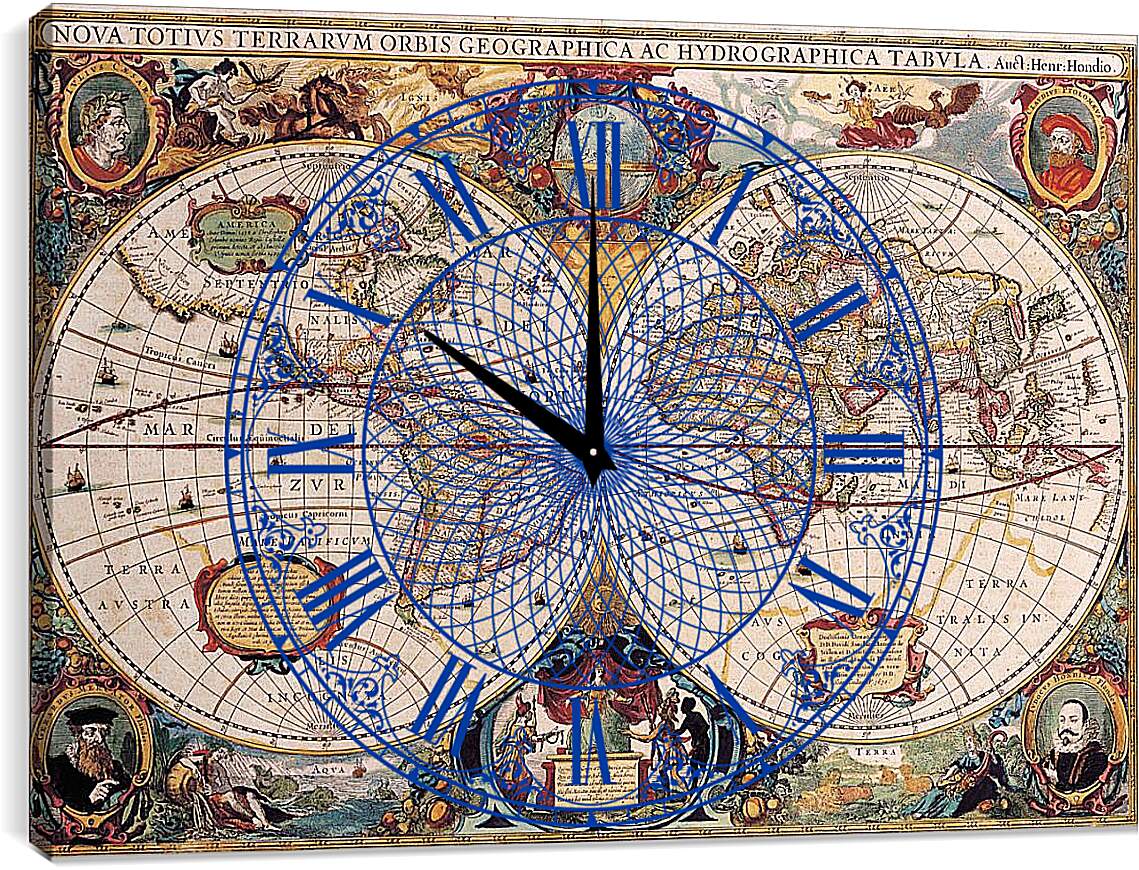 Часы картина - Старинная карта