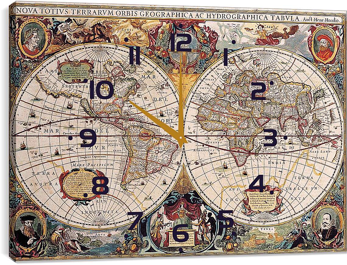 Часы картина - Старинная карта