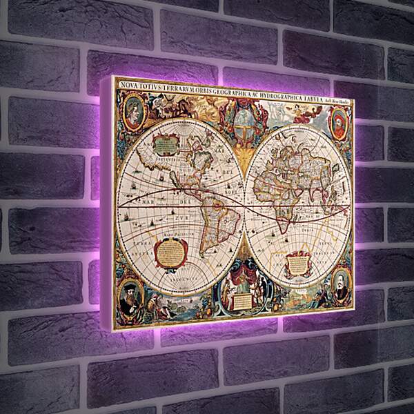 Лайтбокс световая панель - Старинная карта