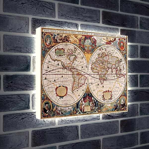 Лайтбокс световая панель - Старинная карта
