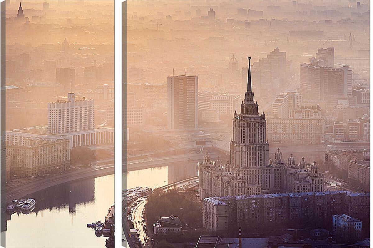 Модульная картина - Москва в летнем тумане