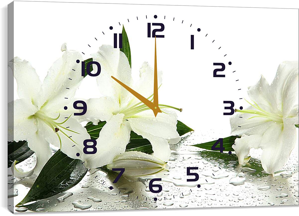 Часы картина - Белые лилии
