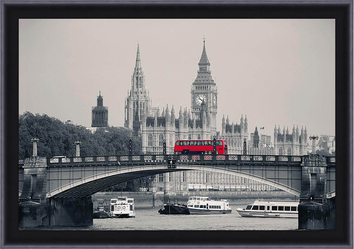 Картина в раме - Лондон. Красный автобус.
