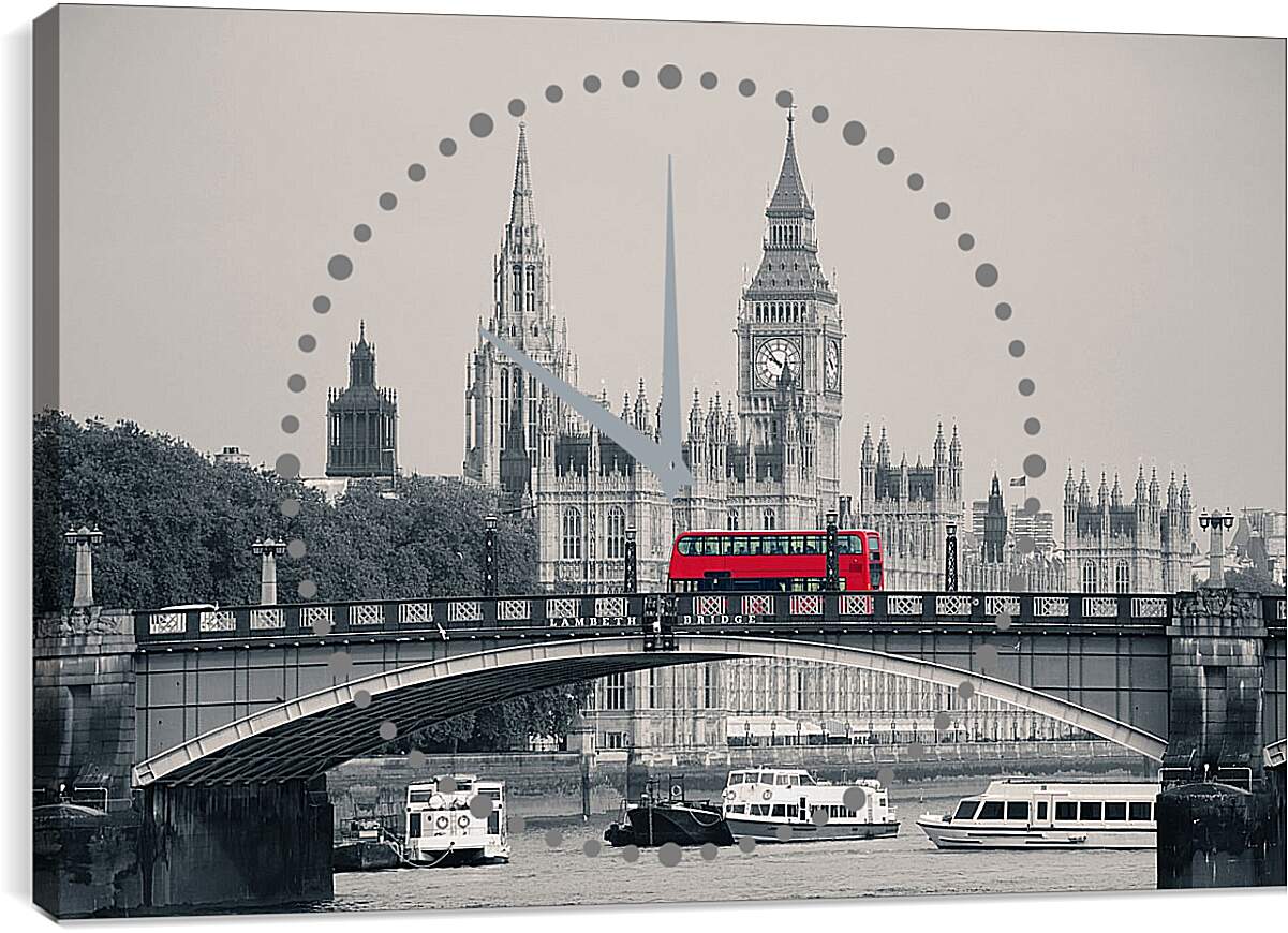 Часы картина - Лондон. Красный автобус.