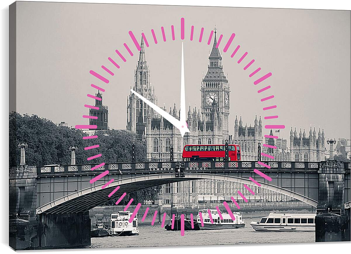 Часы картина - Лондон. Красный автобус.