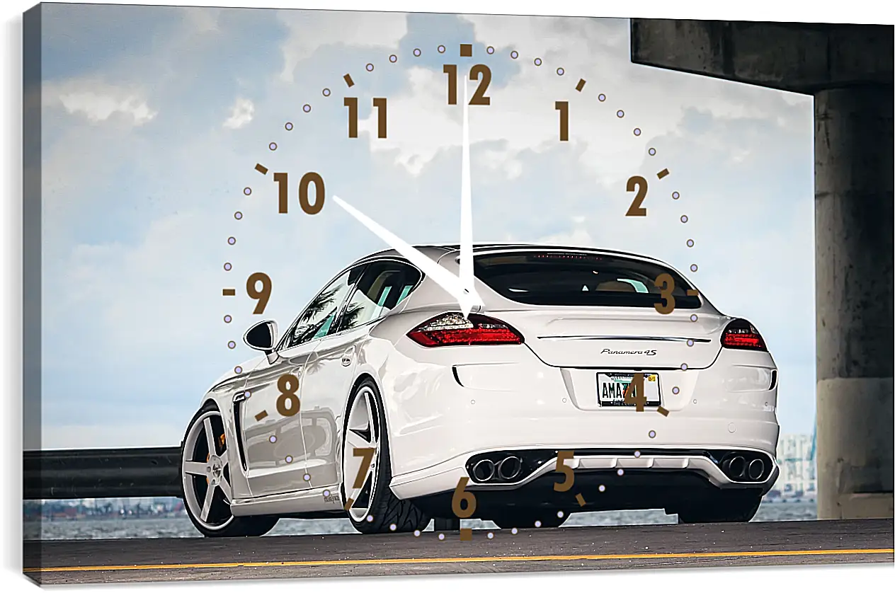 Часы картина - Porsche Panamera белый
