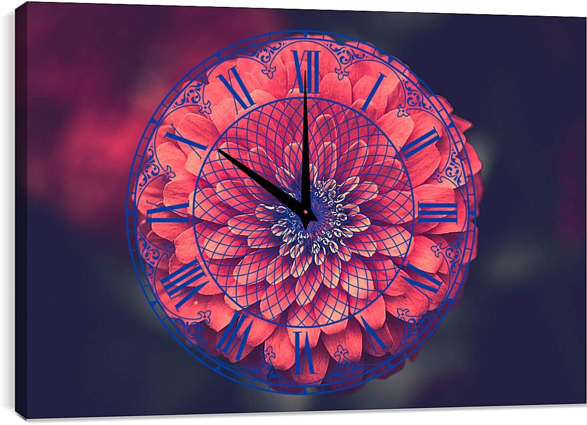 Часы картина - Коралловый георгин